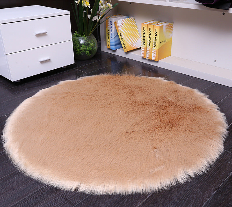 Round Soft Faux Sheepskin Fur Area Rugs for Bedroom Living Room Floor Shaggy Plush Carpet White Home Floor Mat Rug Bedside Rugs