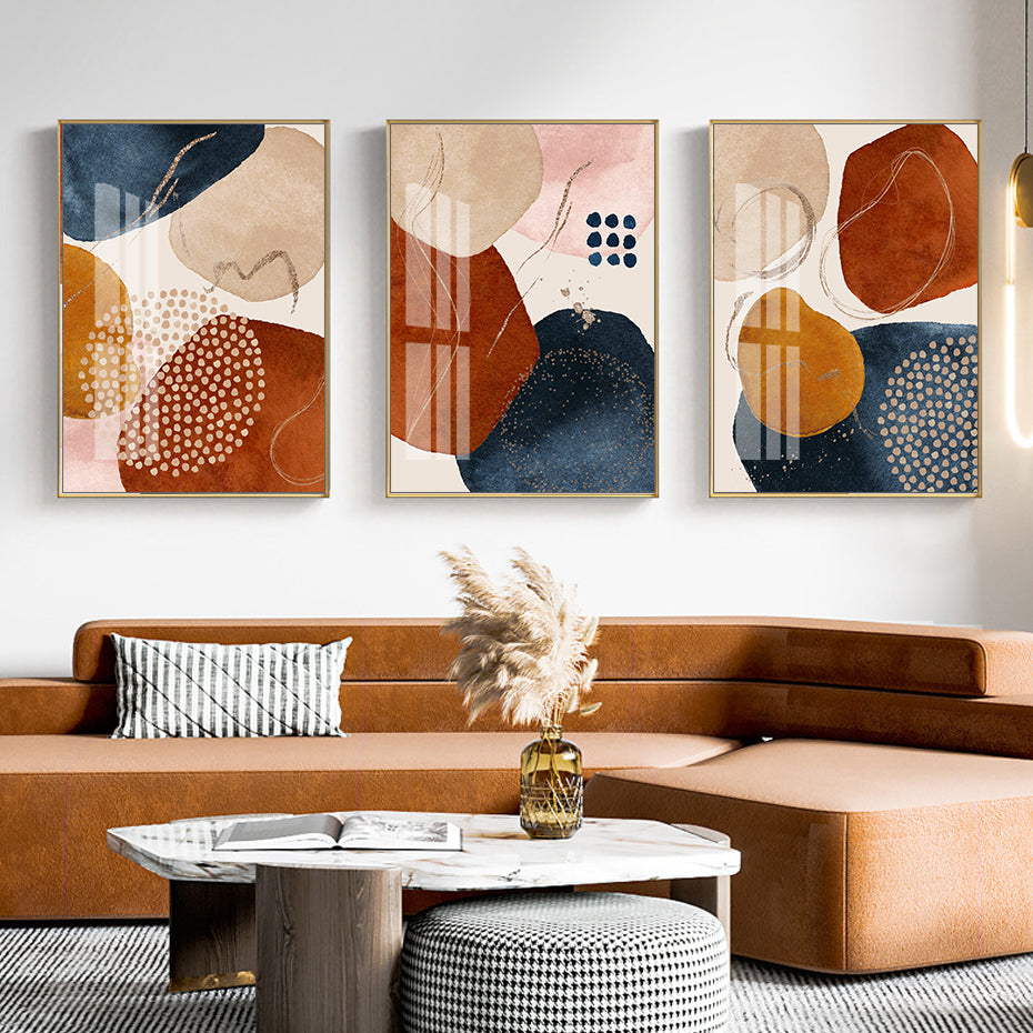 Abstract Watercolor Geometric Shapes Artwork Canvas Painting Poster